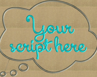 Bubble Thought Cartoon text frame - Font not included - EMBROIDERY DESIGN FILE - Instant download Dst Hus Jef Pes Hus Exp formats - 2 sizes