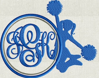 Cheerleader Monogram Font Frame Embroidery Design - Font not included - LARGER FRAMES ONLY - Instant download - Dst Exp Vp3 Jef Pes format