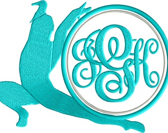 Gymnast Lunge Font Frame Monogram Embroidery Design - Font not included - LARGER FRAMES ONLY - Instant download - Dst Exp Vp3 Jef Pes format