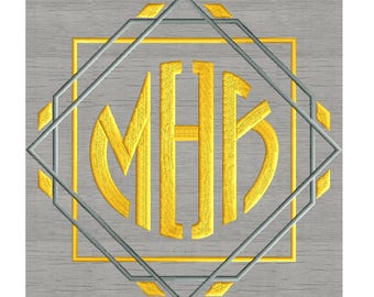 Geo Diamond Font Frame Monogram Design -Font not included - EMBROIDERY DESIGN FILE - Instant download - Hus Dst Exp Jef Pes Vp3