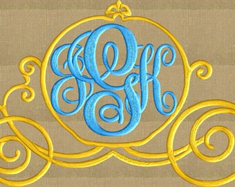 Princess Cinderella Carriage Font Frame Monogram Embroidery Design Font not included LARGER FRAMES ONLY Instant download Dst Exp Vp3 Jef Pes