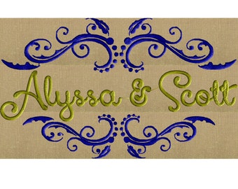 Graceful Scrolls Font Frame Monogram Embroidery Design - Font not included - LARGER FRAMES ONLY - Instant download - Dst Exp Vp3 Jef Pes