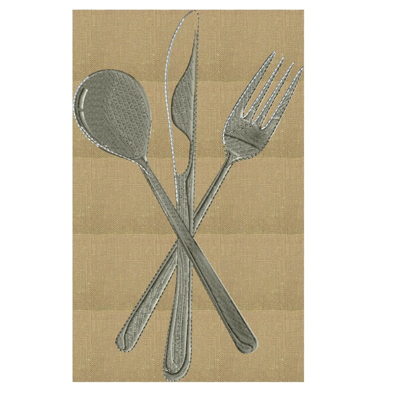 Flatware Fork Knife Spoon EMBROIDERY DESIGN FILE Instant Etsy