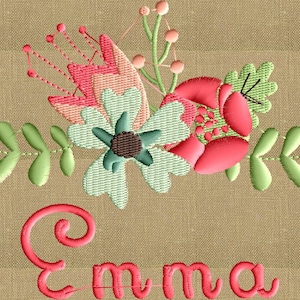 Floral Flourish Font Frame Monogram Embroidery Design - Font not included - Instant download - Hus Dst Exp Vp3 Jef Pes formats