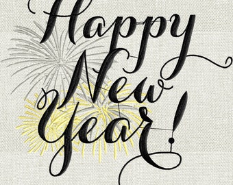 Happy New Year - Fireworks - EMBROIDERY DESIGN FILE- Instant download - Exp Jef Vp3 Pes Dst formats 5x7 hoops or larger only