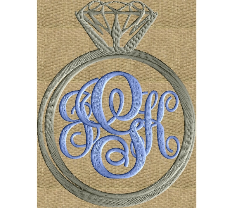Engagement ring font frame monogram embroidery design font  etsy