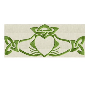 Irish Claddagh Hands Heart - EMBROIDERY DESIGN FILE - Instant download - Hus Dst Exp Jef Pes Vp3 formats - 2 sizes & 1 color