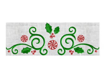 Christmas Candy Scroll Border Frame Monogram Embroidery Design EMBROIDERY DESIGN FILE - Instant download - Hus Vp3 Dst Exp Jef Pes - 2 sizes