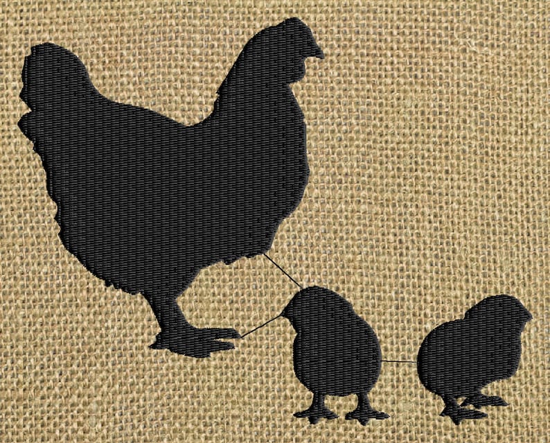 Hen  chicks silhouette embroidery design embroidery design  etsy