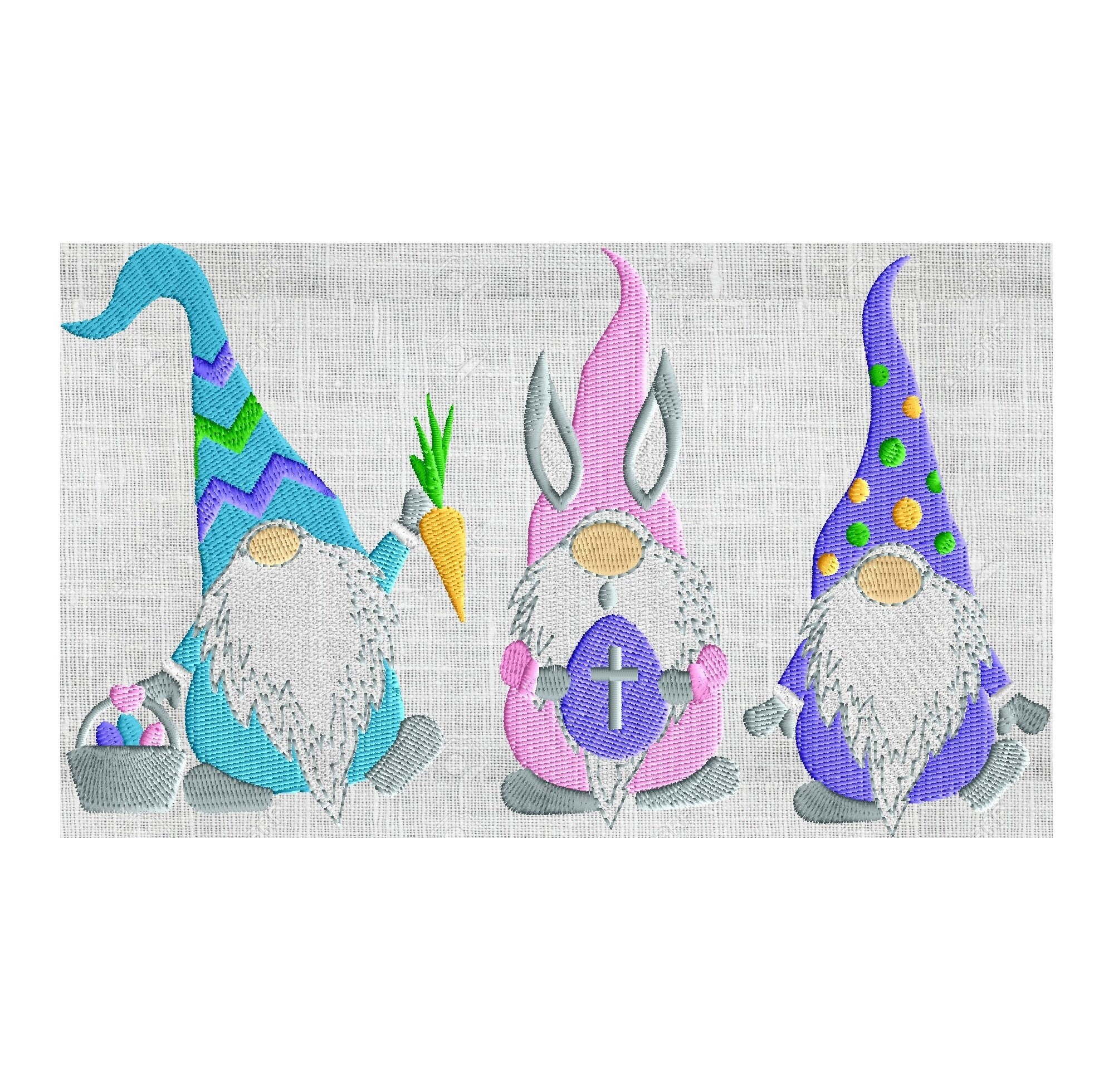 3 Easter Gnomes W Bunny Ears - Retro EMBROIDERY DESIGN FILE- Instant ...