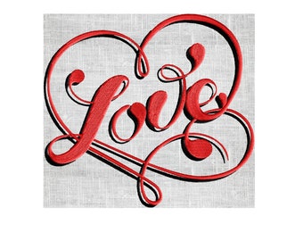 Curvy Mod Love valentine Design - EMBROIDERY DESIGN FILE - Instant download - Dst Hus Jef Pes Exp Vp3 formats 2 sizes and 2 color
