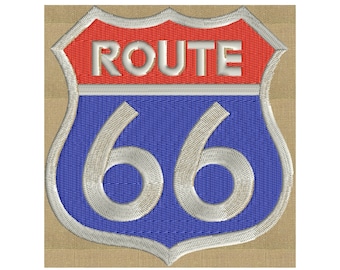 Archivo de diseño de bordado de publicidad retro de la Ruta 66 de los años 50 - Descarga instantánea - Formatos Exp Vp3 Dst Hus Jef Pes