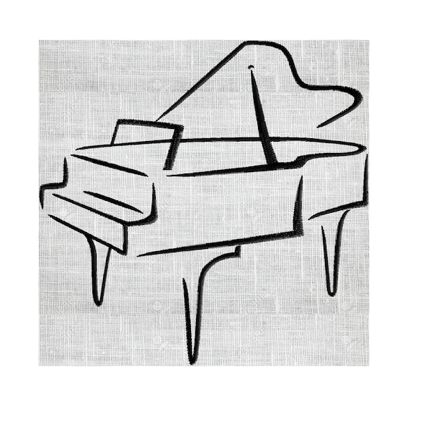 Baby Grand Piano - EMBROIDERY DESIGN FILE- Instant download - Exp Jef Vp3 Pes Dst Hus formats 2 sizes 1 color