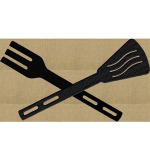 Spatula fork crossed Design - Apron Grill cooking chef - Father&#39;s Day - EMBROIDERY DESIGN FILE - Instant download - Dst Hus Jef Pes Exp
