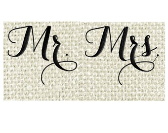 Diseño de boda "Sr." y "Sra." - ARCHIVO DE DISEÑO DE BORDADO - Descarga instantánea - Formatos Dst Hus Jef Pes Exp