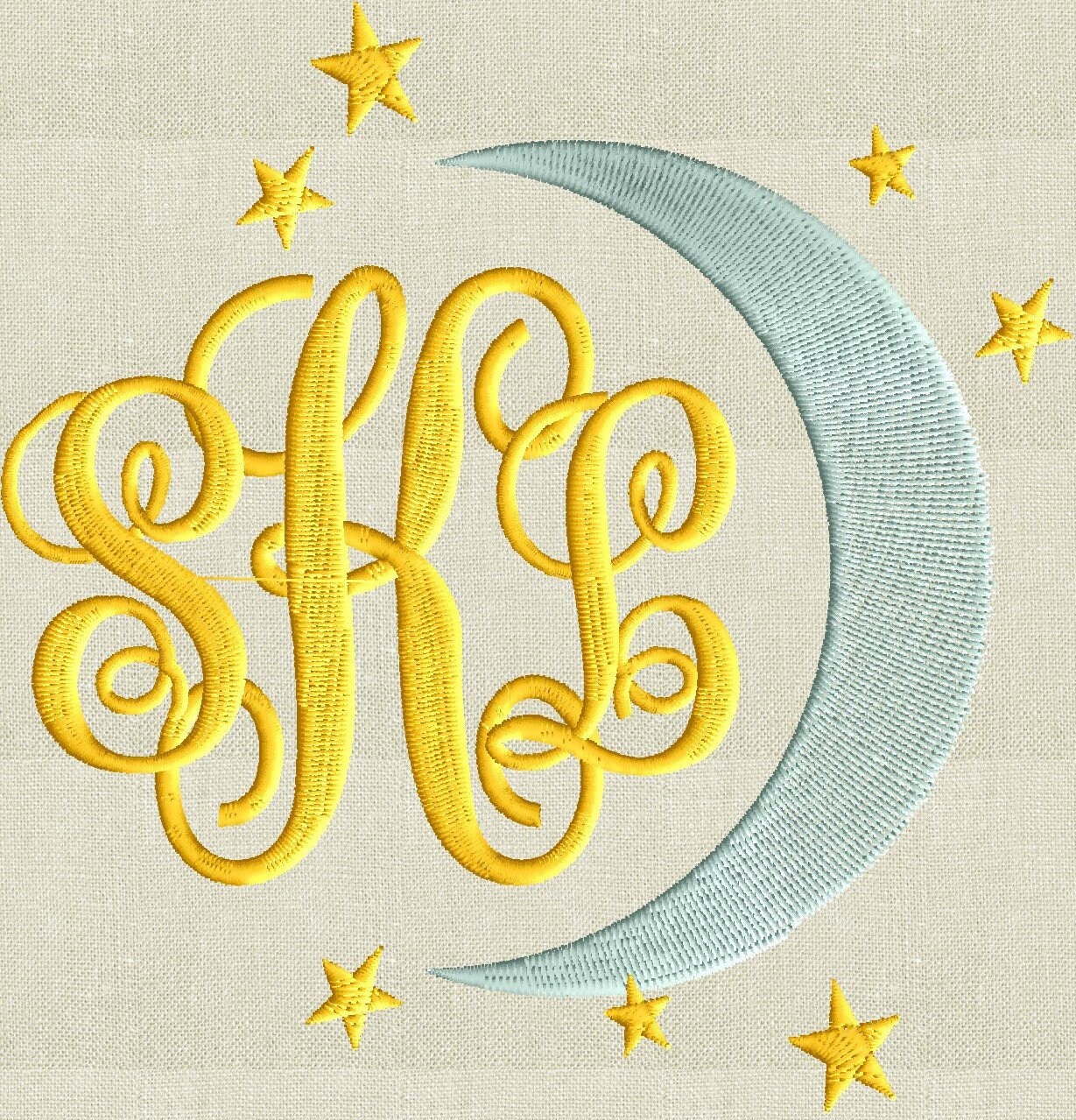 Moon & Stars Font Frame Monogram Embroidery Design Font Not - Etsy