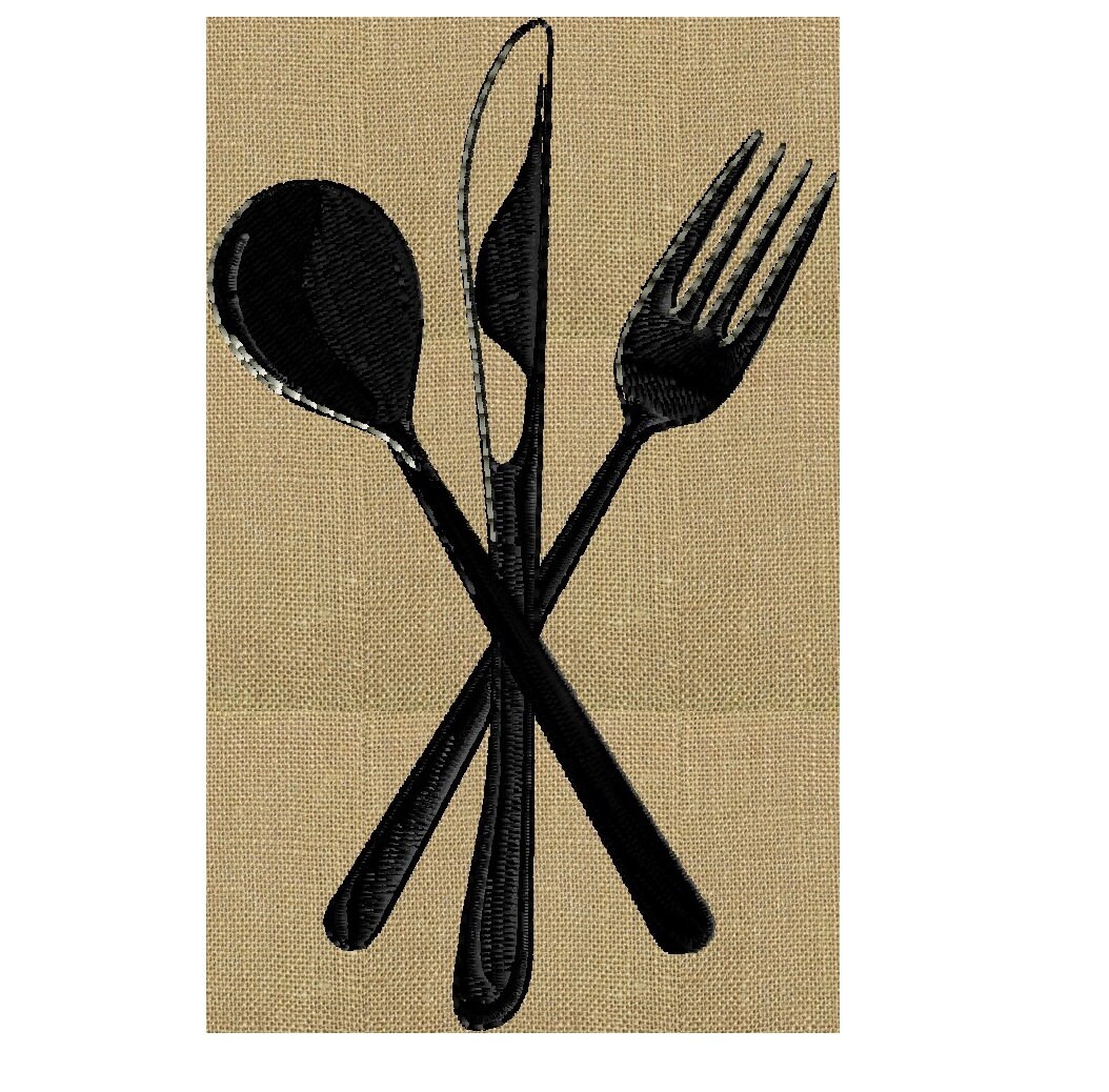 Flatware Fork Knife Spoon EMBROIDERY DESIGN FILE Instant Etsy