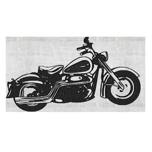 Motorcycle retro vintage Embroidery DESIGN FILE - Instant download - Exp Vp3 Dst Hus Jef Pes formats 2 sizes - Harley Hog bike chopper