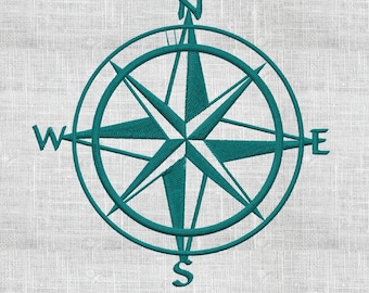 Mariner Star Nautical Embroidery Design - EMBROIDERY DESIGN FILE - Instant download - 2 sizes - Dst Hus Jef Pes Vp3 Exp Xxx formats