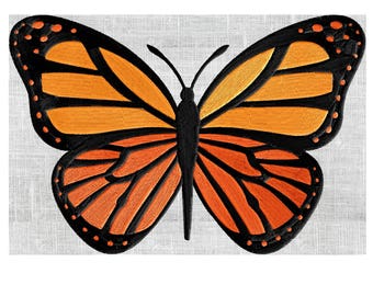Monarch Butterfly - EMBROIDERY DESIGN file - Instant download Exp Jef Vp3 Pes Dst Hus formats - 2 sizes & 3 colors
