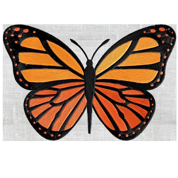 Monarch Butterfly - EMBROIDERY DESIGN file - Instant download Exp Jef Vp3 Pes Dst Hus formats - 2 sizes & 3 colors