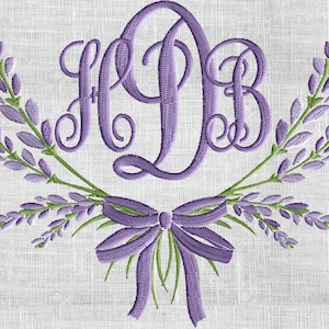 Lavender Bow Font Frame Monogram Design - Font not included EMBROIDERY DESIGN FILE Instant download Exp Hus Dst Exp Jef Pes formats 2 sizes