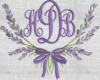 Lavendel Bogen Schrift Rahmen Monogramm Design - Schrift nicht enthalten EMBROIDERY DESIGN DATEI Sofort download Exp Hus Dst Exp Jef Pes Formate 2 Größen