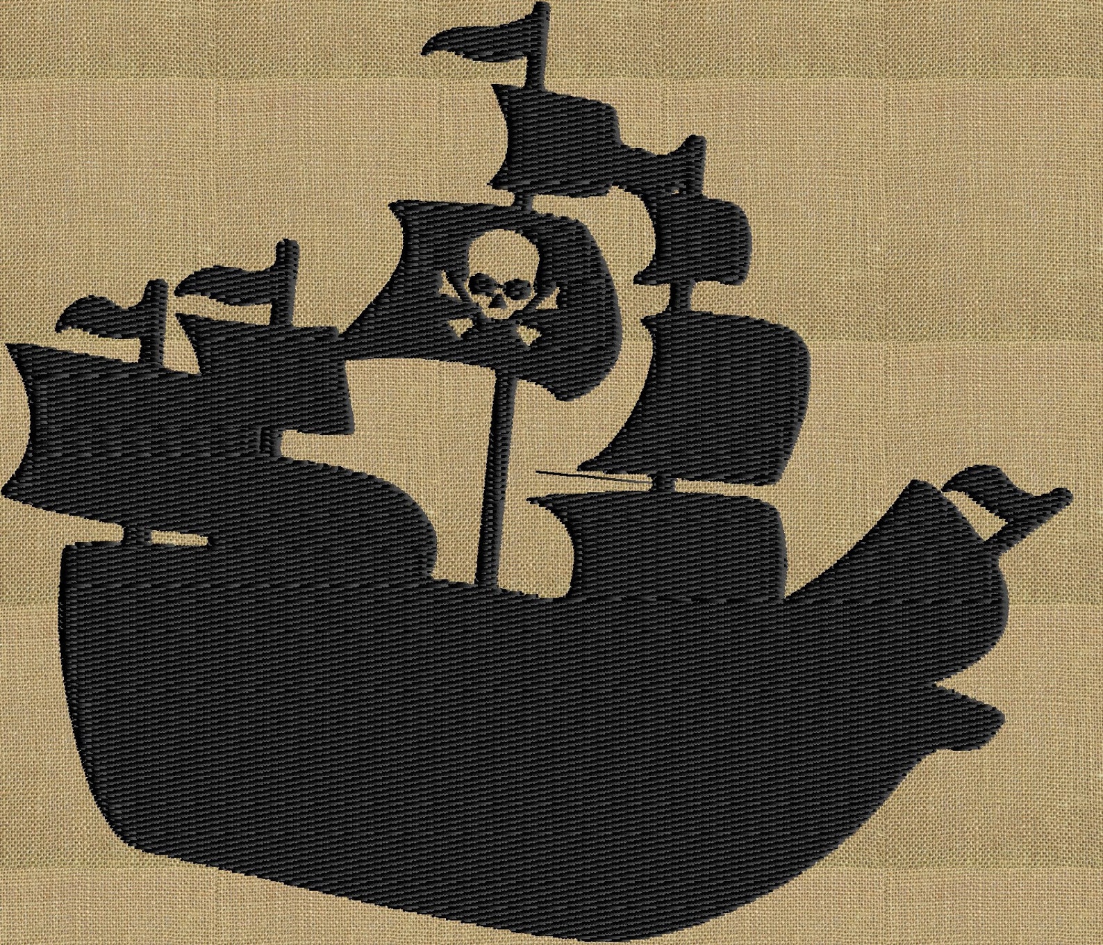 Pirate Ship W Jolly Roger Flag Embroidery Design Embroidery Etsy
