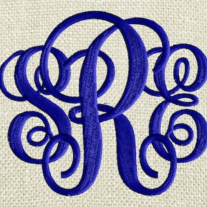 Op de afbeelding: Een blauw monogram met de letters "SRE" in een cursief schrift.