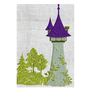 Princess Rapunzel Tower EMBROIDERY DESIGN FILE Instant download Hus Vp3 Exp Jef Pes Dst - Larger Frames only
