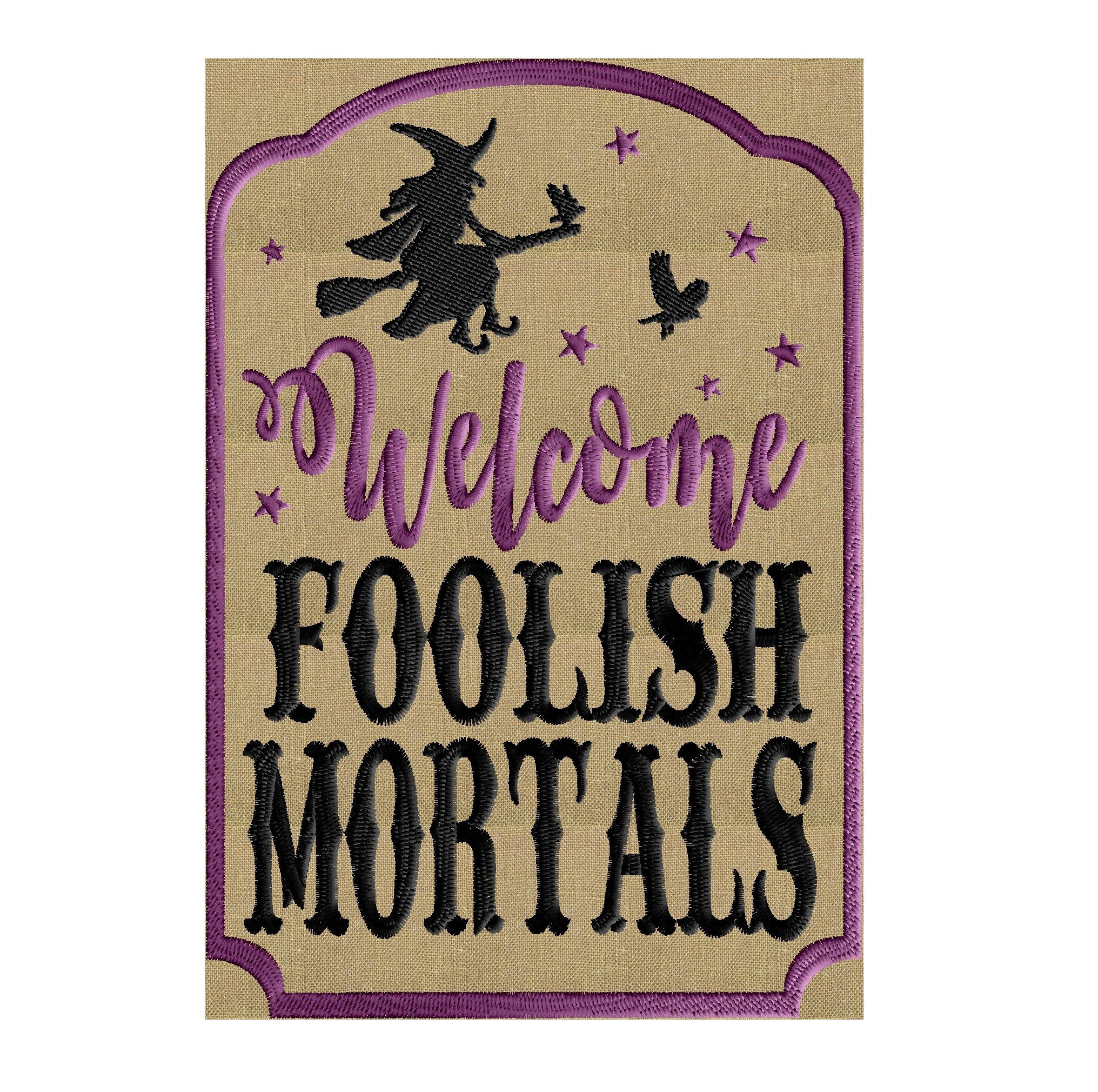 Schwarzes Glitzer-Spruchband 'Welcome Doolish Mortals' – Halloween-Deko Für Kaminsims & Party