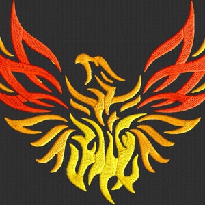 Phoenix fire bird EMBROIDERY DESIGN FILE - Instant download - Dst Hus Jef Pes VP3 Exp formats 2 sizes and 3 colors