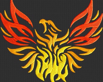Phoenix fire bird EMBROIDERY DESIGN FILE - Instant download - Dst Hus Jef Pes VP3 Exp formats 2 sizes and 3 colors