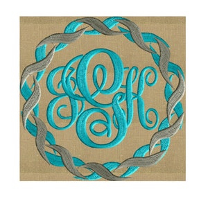Twist Circle Font Frame Monogram Design -Font not included - EMBROIDERY DESIGN FILE - Instant download - Hus Dst Exp Jef Pes formats