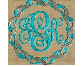 Twist Circle Font Rahmen Monogramm Design - Schrift nicht enthalten - EMBROIDERY DESIGN DATEI - Sofortiger Download - Hus Dst Exp Jef Pes Formate