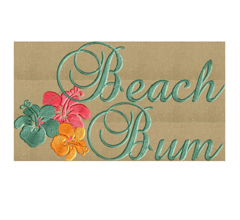 Beach Bum Embroidery Design Beach Bum Hawaiian Flower Embroidery Design File Instant Download Vp3 Exp Dst Hus Jef Pes Formats
