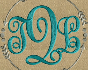 Pfeile und Punkte Rahmen Monogramm - Schriftart nicht enthalten - EMBROIDERY DESIGN - Sofortiger Download 2 Größen Vp3 Hus Dst Exp Jef Pes Dateiformate
