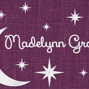 Moon & Stars Font Frame Monogram Embroidery Design - Font not included - EMBROIDERY DESIGN FILE - Instant download - Dst Hus Jef Pes formats