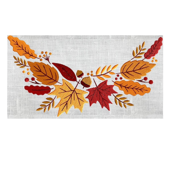 Autumn Border Frame with Leaves and Acorns EMBROIDERY DESIGN FILE- Instant download - Hus Exp Jef Vp3 Pes Dst formats 2 sizes 5 colors