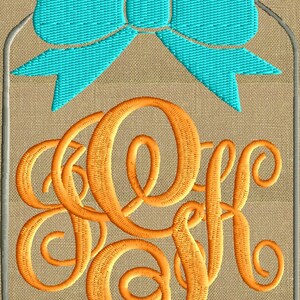 Mason Jar & Bow Frame Monogram Font not included EMBROIDERY DESIGN Instant download 2 sizes Vp3 Hus Dst Exp Jef Pes file formats image 2