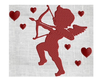 Diseño de Cupido, Flecha, Corazones, Querubín y Ángel - ARCHIVO DE DISEÑO DE BORDADO - Descarga instantánea - Formatos Dst Hus Jef Pes Exp Vp3