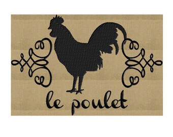 Le Poulet - French Rooster Chicken poultry - Embroidery Design Embroidery DESIGN FILE  - Instant download 2 sizes - Hus Dst Jef Pes Exp Vp3