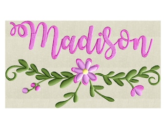 Floral border Design - Chalkboard inspired EMBROIDERY DESIGN FILE - Instant download -  4 colors & 2 sizes - Hus Exp Jef Vp3 Dst Pes formats