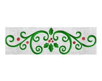 Holly Scroll Border Frame Monogram Embroidery Design EMBROIDERY DESIGN FILE - Instant download - Hus Vp3 Dst Exp Jef Pes formats - 2 sizes