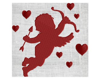 Diseño de ángel querubín, corazón y flecha de Cupido - ARCHIVO DE DISEÑO DE BORDADO - Descarga instantánea - Formatos Dst Hus Jef Pes Exp Vp3