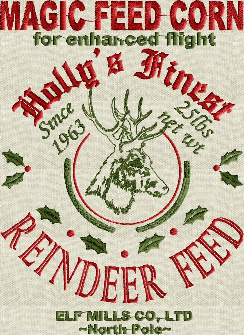 REINDEER Feed Sack Christmas EMBROIDERY DESIGN File - Etsy