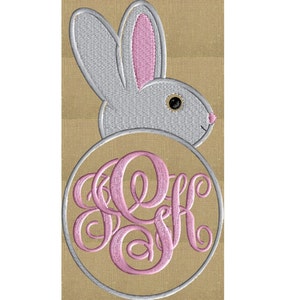 Bunny Rabbit Font Frame Monogram Design - Easter -Font not included- EMBROIDERY DESIGN FILE - Instant download - Hus Dst Exp Jef Pes formats