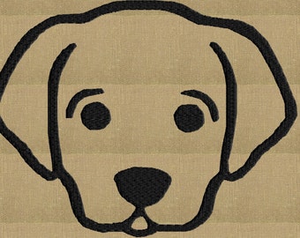Golden Retriever Lab Labrador Puppy dog - Embroidery DESIGN FILE  - Instant download - 2 sizes - 1 color - Dst Hus Jef Pes Exp Vp3 formats