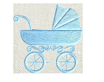 Baby Carriage EMBROIDERY DESIGN FILE - Instant download - 4" frames - Exp Xp3 Dst Hus Jef Pes formats