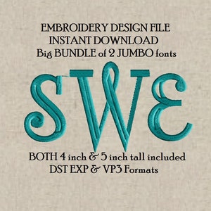 Peut inclure: Fichier de broderie à télécharger instantanément. Le motif présente les lettres "SWE" dans une grande police bleu sarcelle. Les lettres mesurent 10 cm et 12,7 cm de haut. Les formats de fichiers inclus sont DST, EXP et VP3.